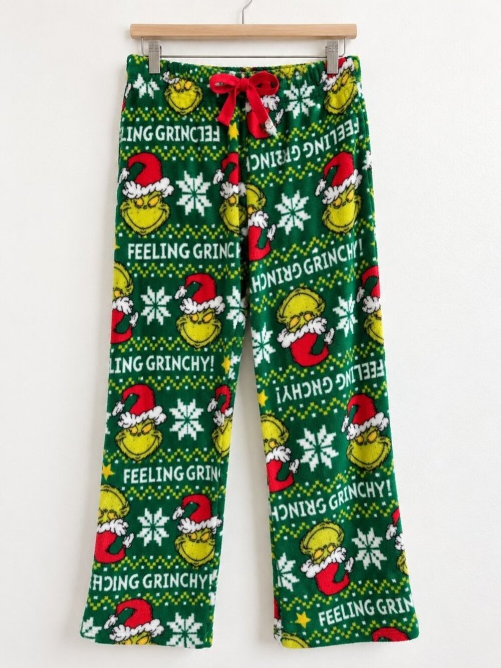 Dr Seuss The Grinch Fleece Pajama Pants 2XL Large 37 39 Green Christmas NWT